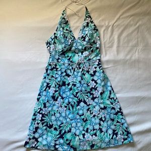 Vintage brioche floral halter dress
